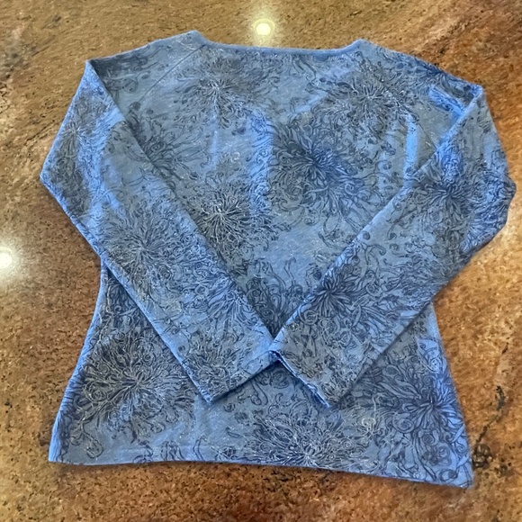 Nieman Marcus 100% Cashmere Collection Blue Floral Sweater Size Small - Picture 12 of 12